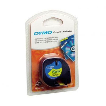Dymo Cinta LetraTag 91202 Negro sobre Amarillo 12mm x 4m